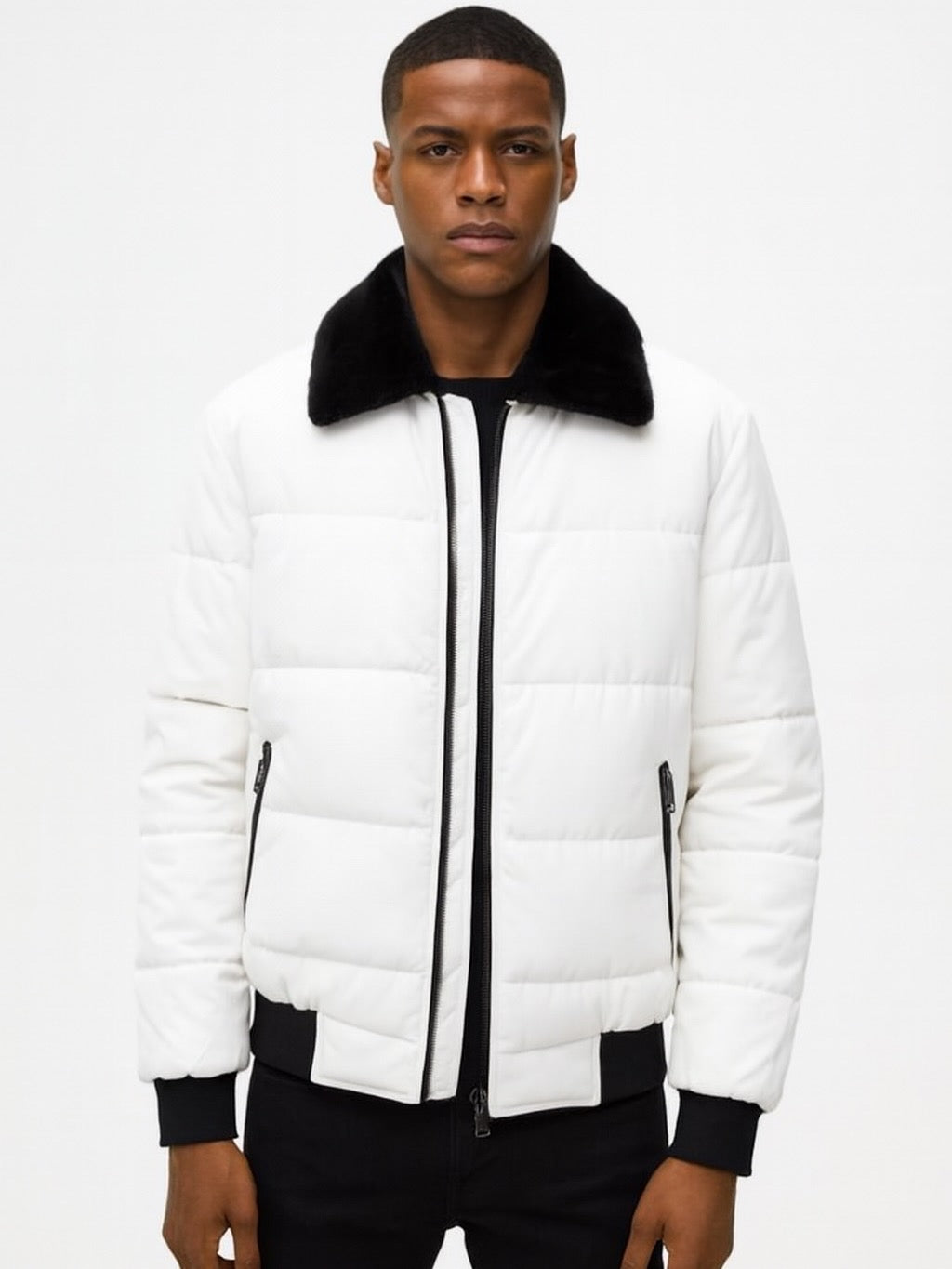 Faux Leather Sherpa Jacket