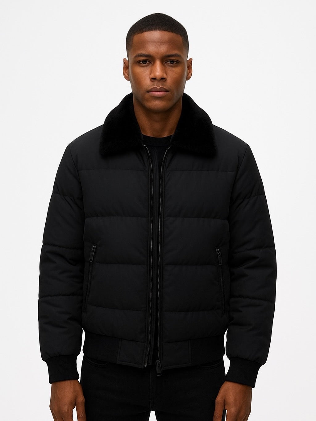 Faux Leather Sherpa Jacket